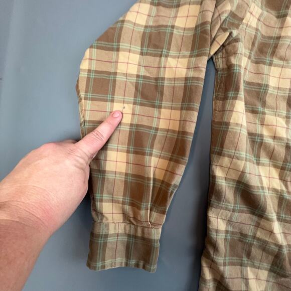 Ralph Lauren Golf Tilden Plaid Button Down Shirt Men M Tan Cotton Preppy - Picture 6 of 9